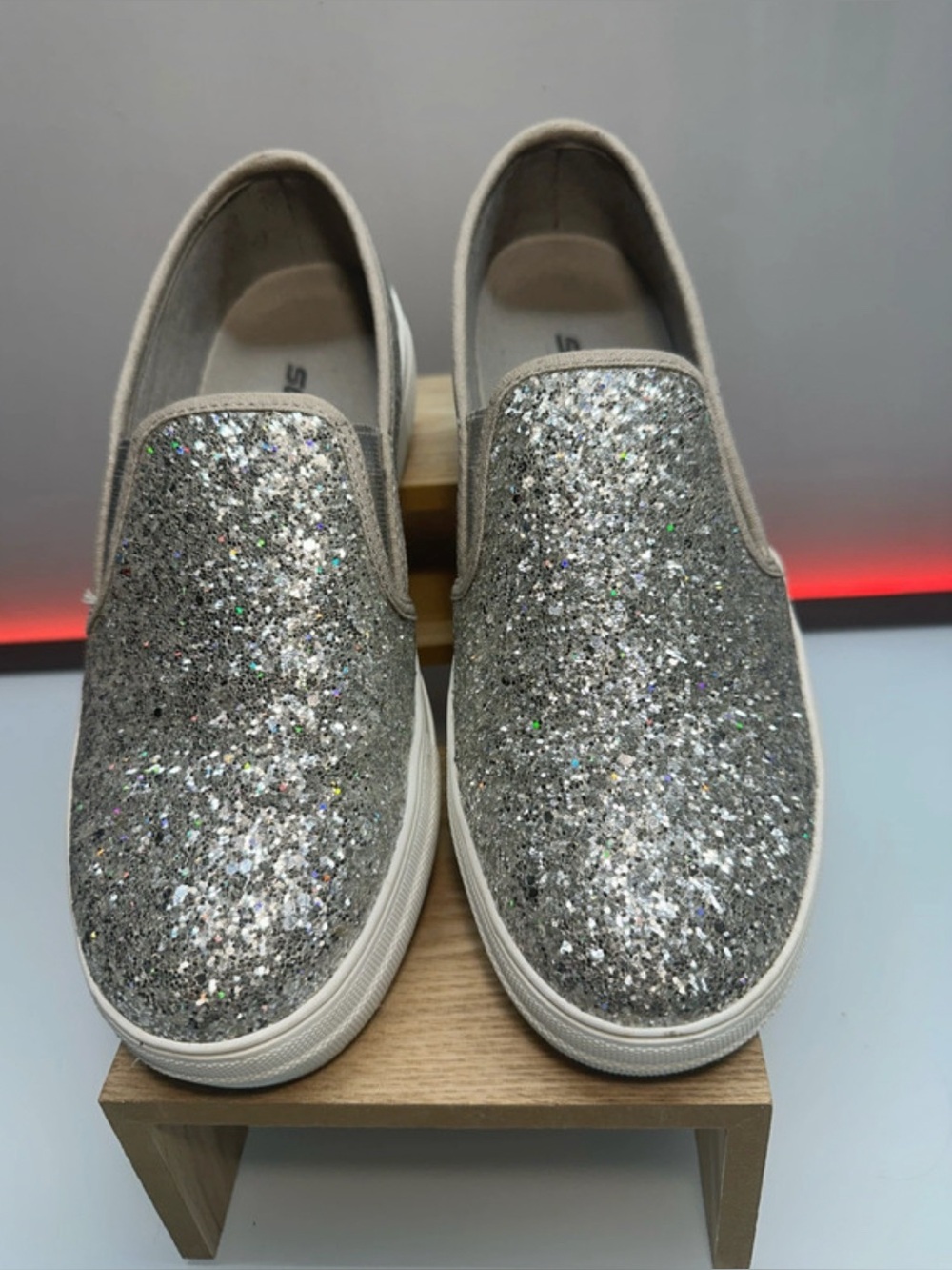 Soda Glitter Slip-On Sneakers - Silver, A05